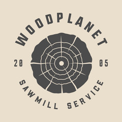 Vintage carpentry, woodwork and mechanic label, badge, emblem and logo. Vector illustration. Monochrome Graphic Art.