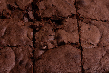 Cut baked chocolate brownie