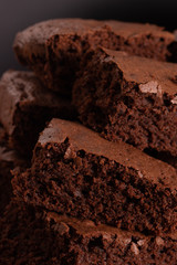 Stack of slices of chocolate brownies