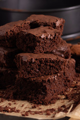 Stack of slices of chocolate brownies