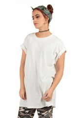 Blank t-shirt mock-up - Cool streetwear fashion girl ready for your design