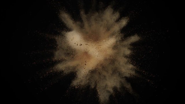 Super slowmotion shot of powder explosion on black background. Shot with high speed cinema camera at 1000fps