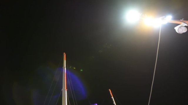 People are having fun in reverse bungee jumping in amusement park