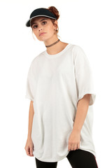 Blank t-shirt mock-up - Cool streetwear fashion girl ready for your design