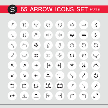 65 arrow sign icon set. Part 3. Vector illustration