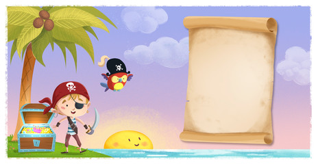 niño pirata con mapa pergamino © cirodelia