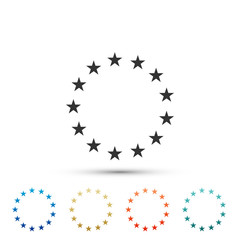 Stars in circle icon isolated on white background. Set elements in colored icons. Flat design. Vector Illustration