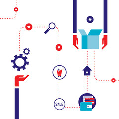 Shopping online and E-commerce concept Vector illustration