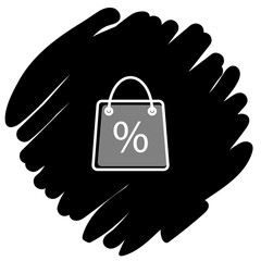 Shopping bag icon vector illustration on black background