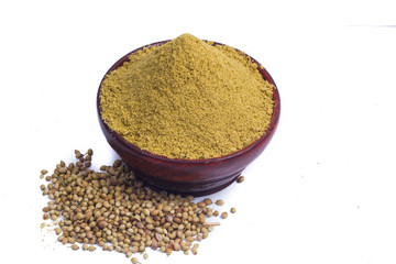 Coriander seeds, fresh coriander and powdered coriander