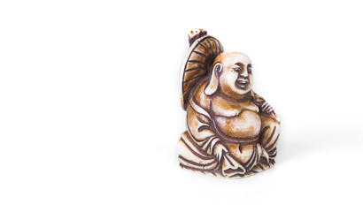 Fat Buddha statue on the white background
