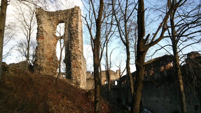 Ruins of castle in forest in West Slovakia, Dobra Voda