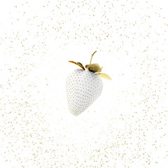 White Strawberry Floating In the Air. 3D Render