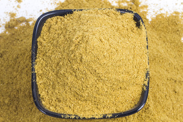 Coriander seeds, fresh coriander and powdered coriander