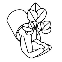 hand with tree plant isolated icon