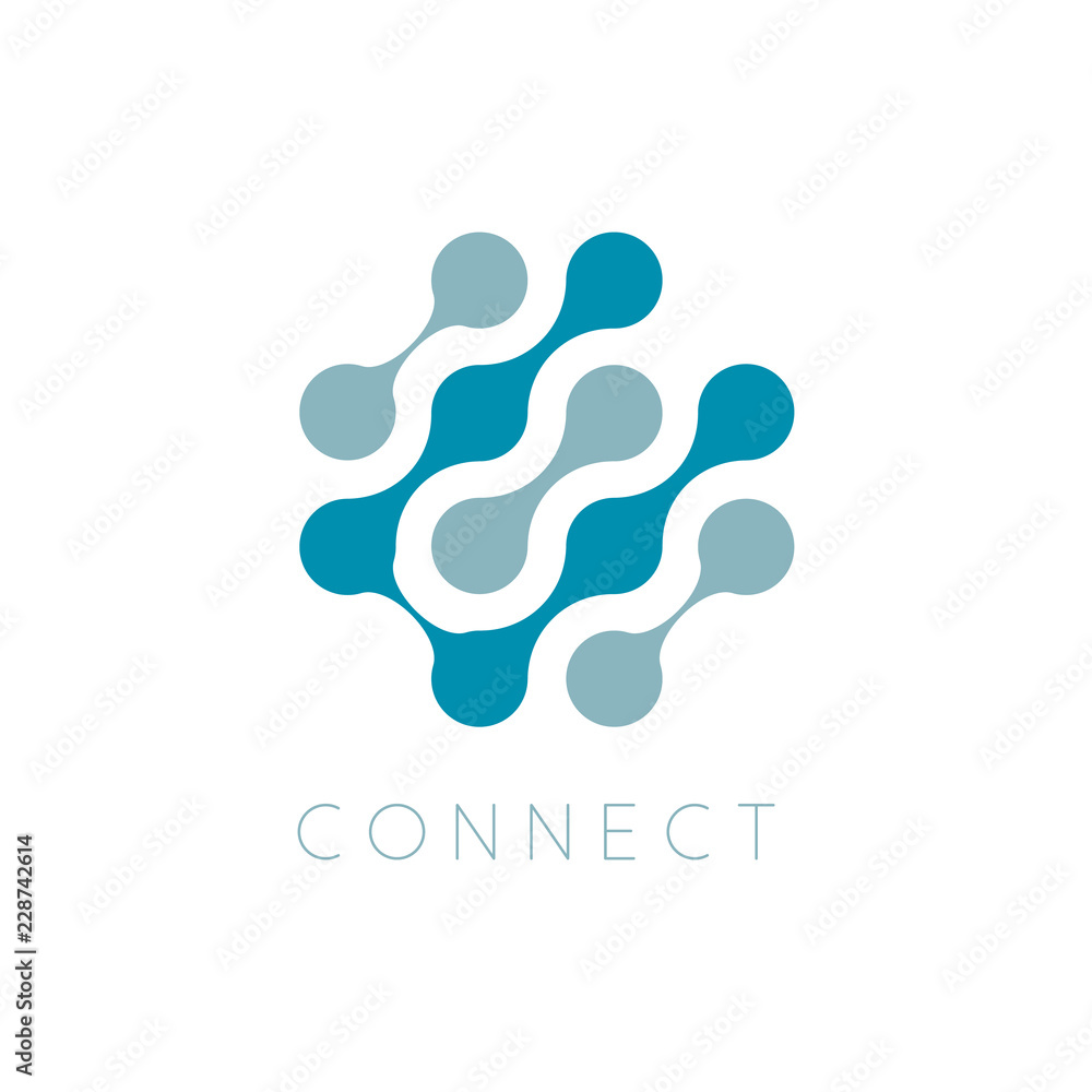 Aufkleber Circles Vector Icon. Globe connect BusinessLogo Template. Cross microchip Logotype. Dots abstract symbol. Isolated vector illustration on blank background.
