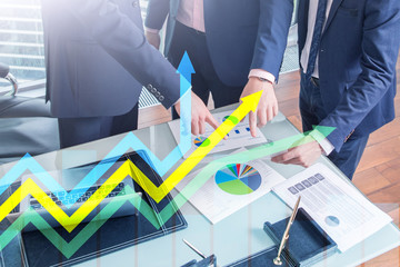 Financial growth arrows graph. Investment and trading concept.