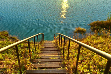 Ladder for descent to the river.