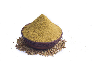 Coriander seeds, fresh coriander and powdered coriander