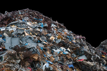 Big hills of trash on a black background