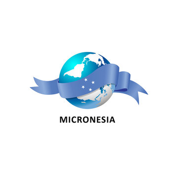 Vector Illustration of a world – world with micronesia flag
