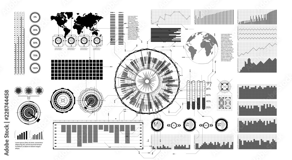 Poster hud elements,graph.vector illustration.head-up display elements for the web.