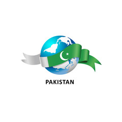 Vector Illustration of a world – world with pakistan flag