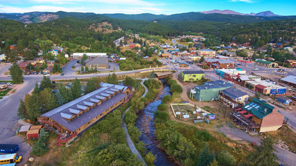 Aerial Small Town Nederland Travel Rocky Mountains