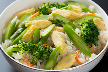 アスパラとコーンの炊込みご飯