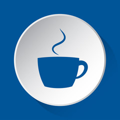 cup with smoke - simple blue icon on white button