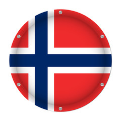 Obraz premium round metallic flag of Norway with screws
