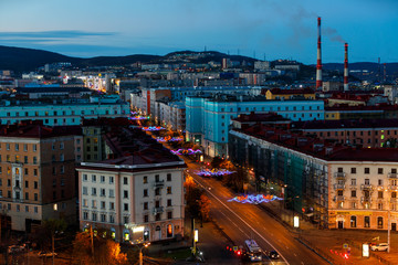 Fototapeta premium October, 2018 - Murmansk, Russia - Murmansk is the largest city in the world located beyond the Arctic Circle. Murmansk is located on the rocky east coast of the Kola Bay of the Barents Sea.
