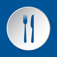 cutlery - simple blue icon on white button