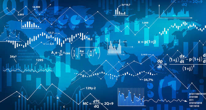 forecasts / statistics / analysis background illustration with world map