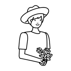 young man with plant avatar character