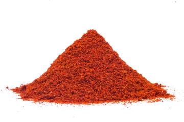 Foto op Plexiglas red chili powder isolated on white background  © deepika