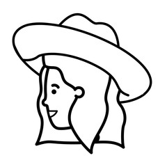 head of woman with hat avatar character