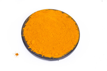 Turmeric Powder isolated on white background.