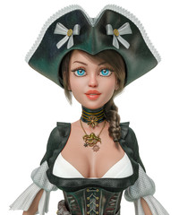 corsair girl in a white background