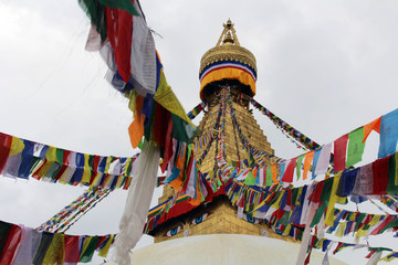 The colorful prayer flags of Boudhanath Stupa in Kathmandu