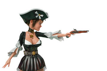 corsair girl in a white background