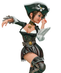 corsair girl in a white background