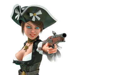 corsair girl in a white background