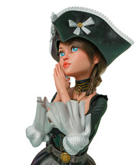 corsair girl in a white background