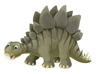 cartoon scene with happy and funny dinosaur stegosaurus - on white background - illustration for children