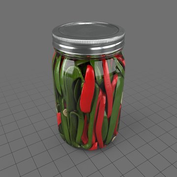 Jar filled with pickled peppers