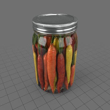Jar filled with pickled carrots
