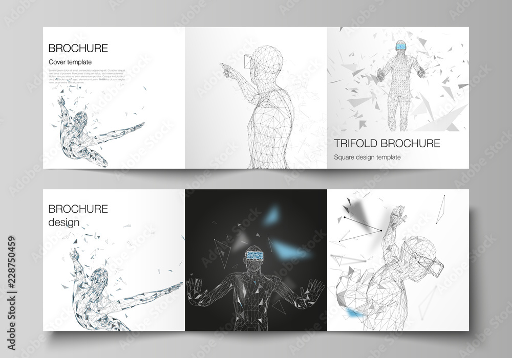 Poster the minimal vector editable layout of two square format covers design template for trifold square br