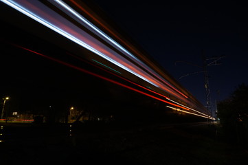 Fototapeta na wymiar Fast moving night train