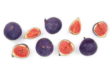 fig fruits isolated on white background with copy space for your text. Top view. Flat lay pattern